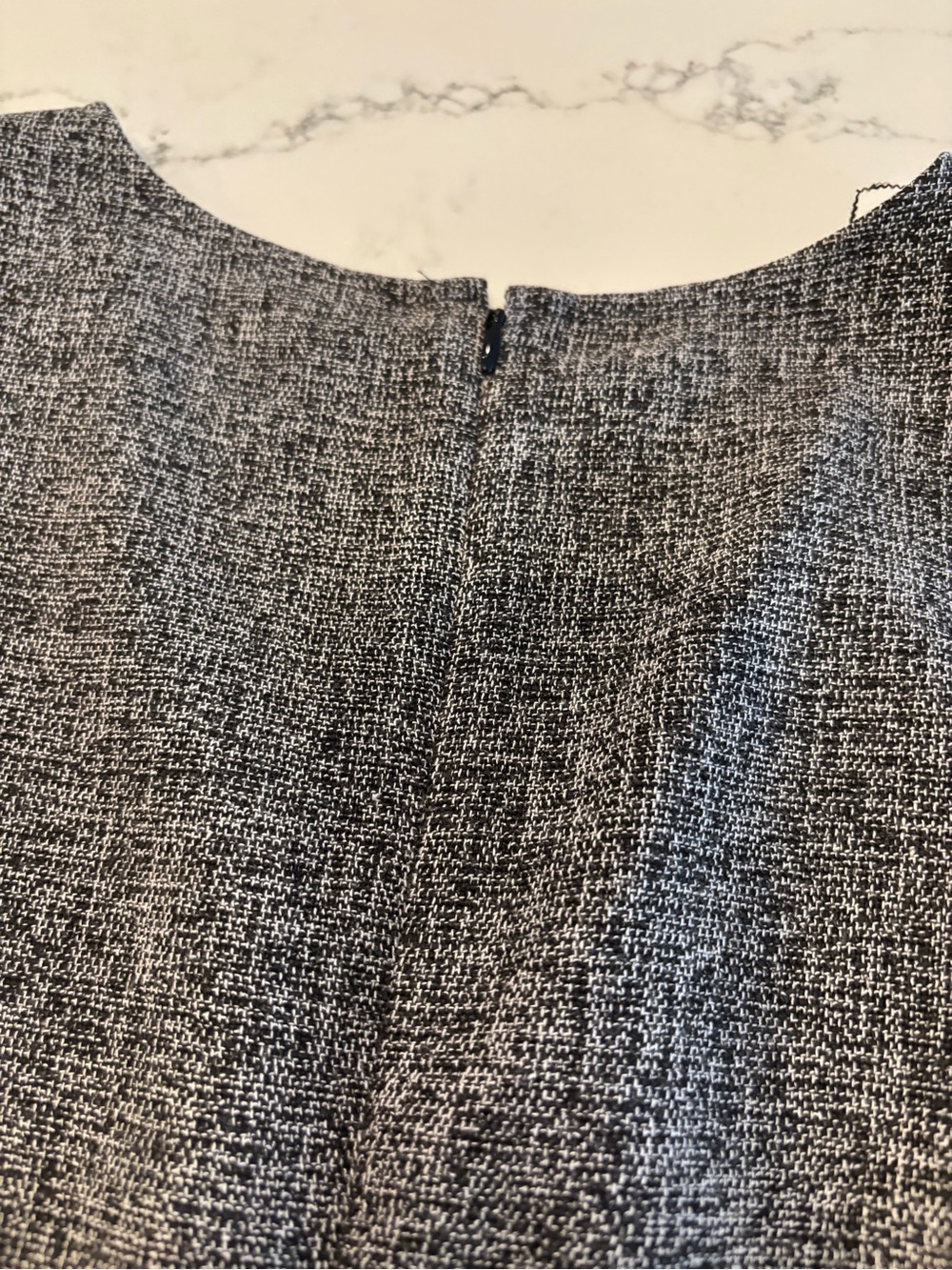 LOFT Gray Tweed Sleeveless Sheath Dress with Side Buttons - Picture 7 of 8